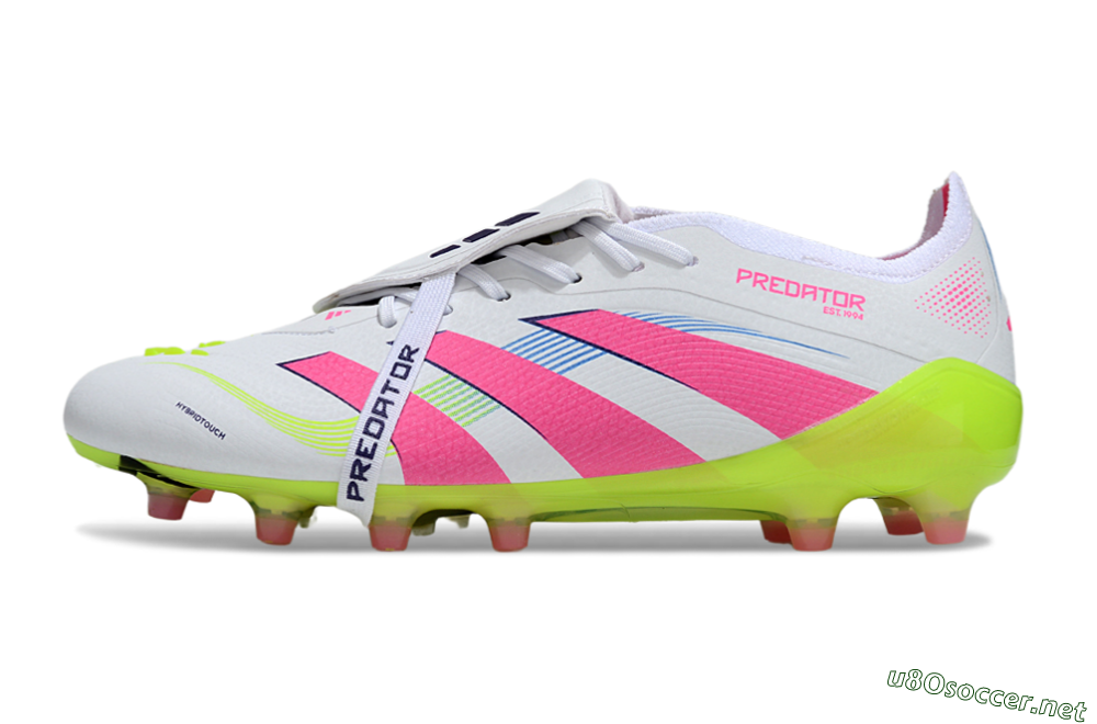 Men's Adidas Predator 25 Elite Foldover Tongue AG Football Boots - White/Pink/Yellow 0