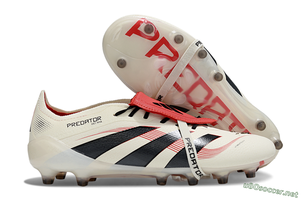 Men's Adidas Predator 25 Elite Foldover Tongue AG Football Boots - White/Black/Red 2