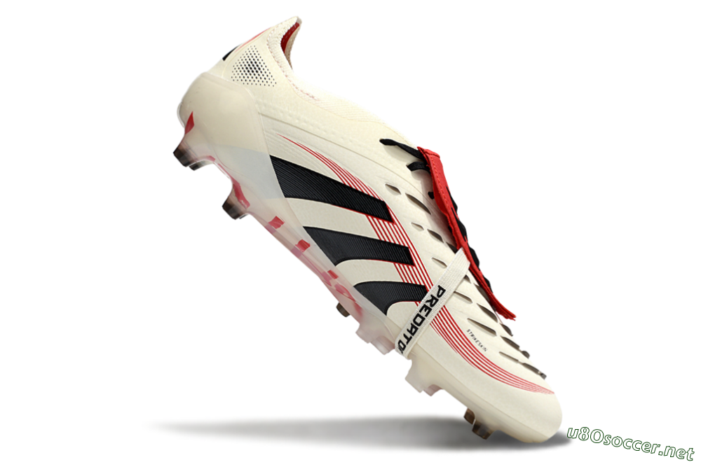 Men's Adidas Predator 25 Elite Foldover Tongue AG Football Boots - White/Black/Red 4