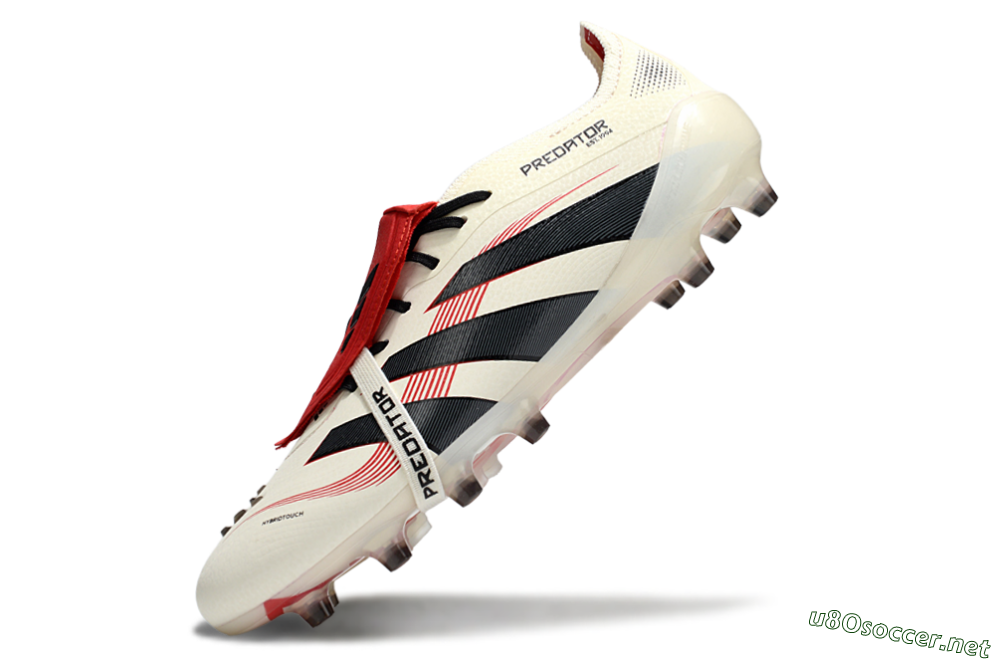 Men's Adidas Predator 25 Elite Foldover Tongue AG Football Boots - White/Black/Red 5