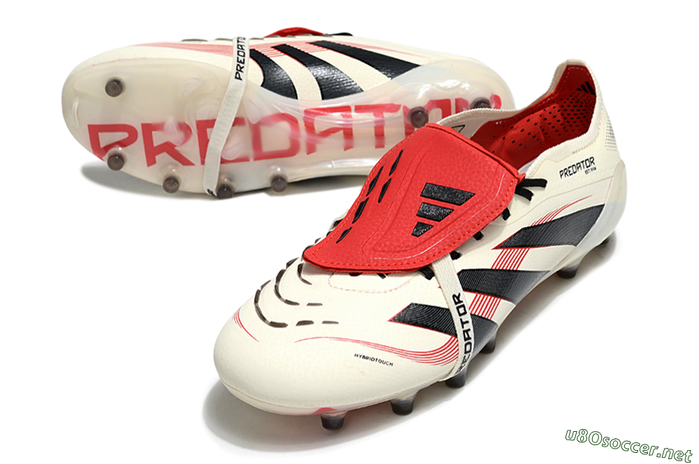 Men's Adidas Predator 25 Elite Foldover Tongue AG Football Boots - White/Black/Red 3