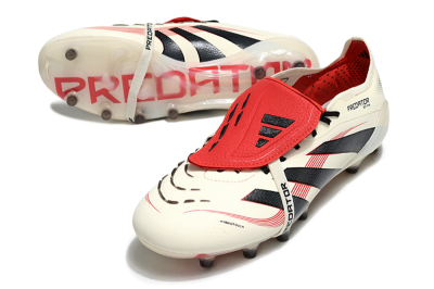 Men's Adidas Predator 25 Elite Foldover Tongue AG Football Boots - White/Black/Red
