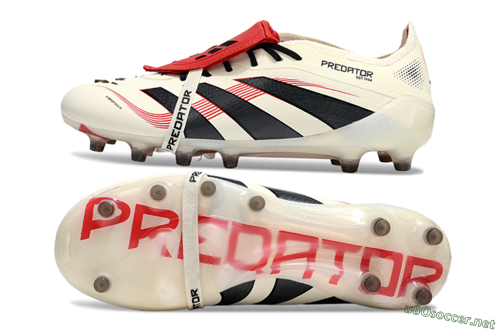Men's Adidas Predator 25 Elite Foldover Tongue AG Football Boots - White/Black/Red 1