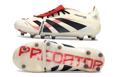 Men's Adidas Predator 25 Elite Foldover Tongue AG Football Boots - White/Black/Red