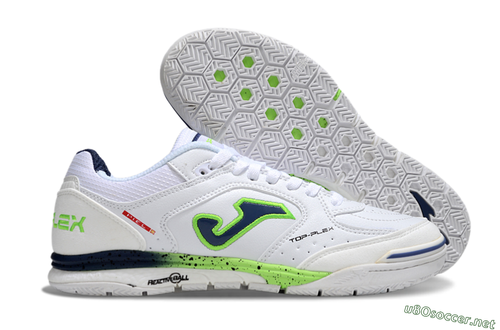 Men's Joma Top Flex IC Football Shoes - White/Blue/Yellow 2