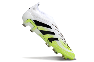 Men's Adidas Predator 25 Elite Laceless FG Football Boots - White/Black/Yellow