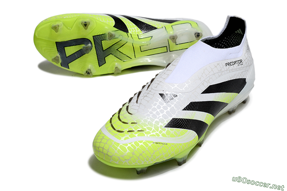 Men's Adidas Predator 25 Elite Laceless FG Football Boots - White/Black/Yellow 3