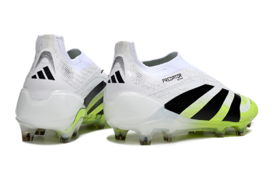 Men's Adidas Predator 25 Elite Laceless FG Football Boots - White/Black/Yellow