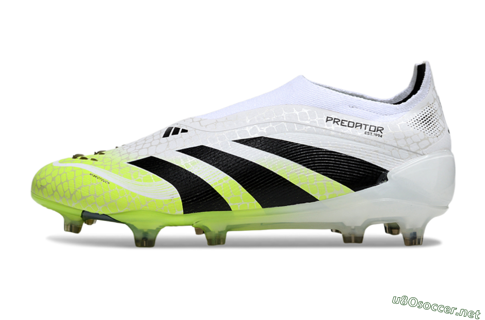 Men's Adidas Predator 25 Elite Laceless FG Football Boots - White/Black/Yellow 0