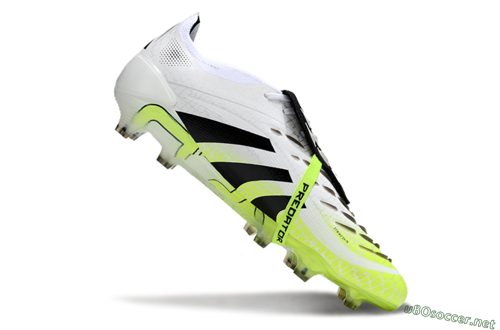 Men's Adidas Predator 25 Elite Foldover Tongue FG Football Boots - White/Black/Yellow 4