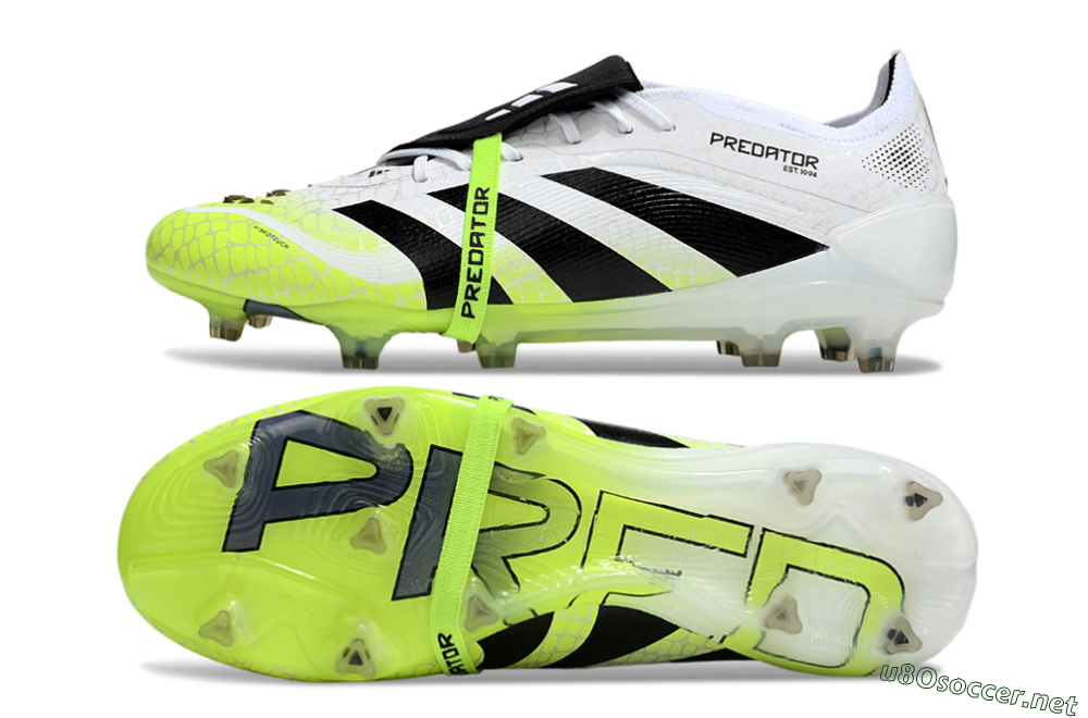 Men's Adidas Predator 25 Elite Foldover Tongue FG Football Boots - White/Black/Yellow 1