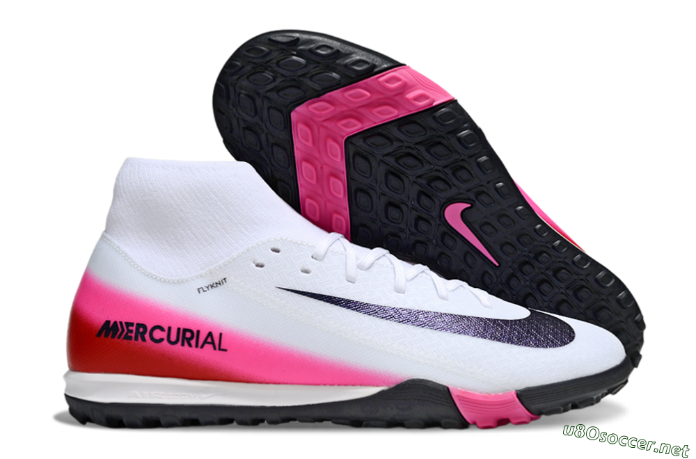 Men's Nike Air Zoom Mercurial Superfly 10 Academy TF Football Shoes - White/Black/Pink 2