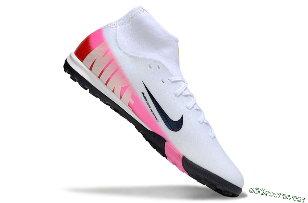 Men's Nike Air Zoom Mercurial Superfly 10 Academy TF Football Shoes - White/Black/Pink 4