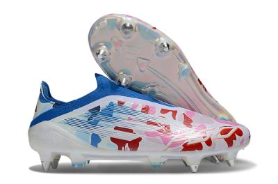 Men's Adidas F50 Elite Laceless SG Football Boots - Pink/Whtie/Blue/Red