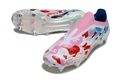 Men's Adidas F50 Elite Laceless SG Football Boots - Pink/Whtie/Blue/Red