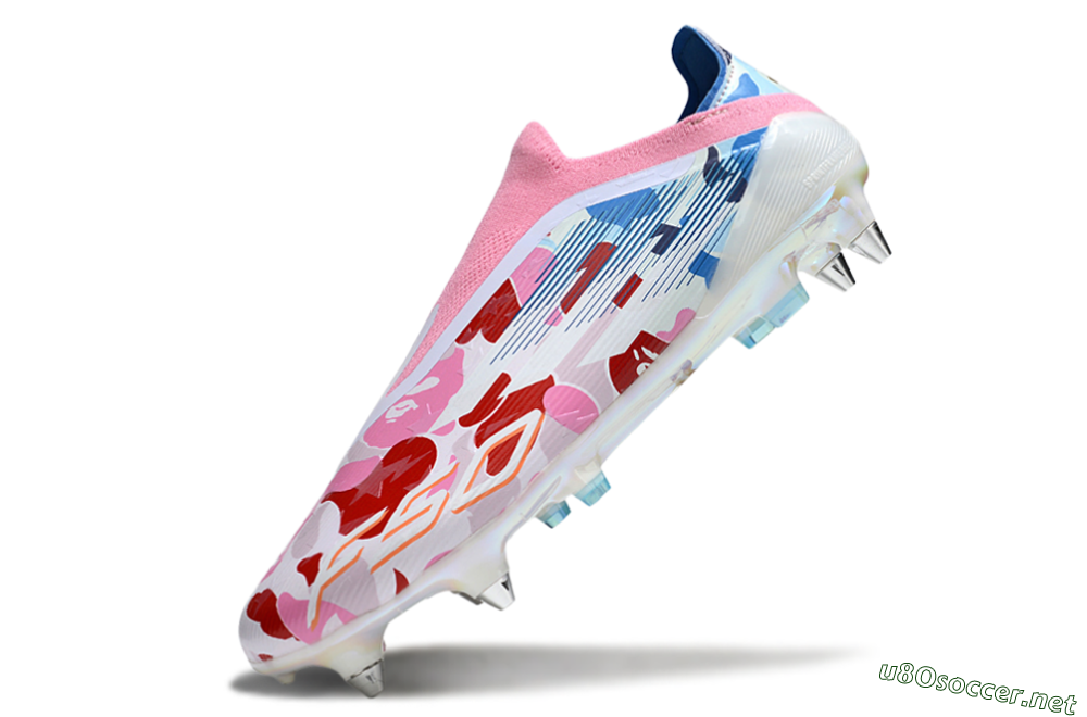 Men's Adidas F50 Elite Laceless SG Football Boots - Pink/Whtie/Blue/Red 4