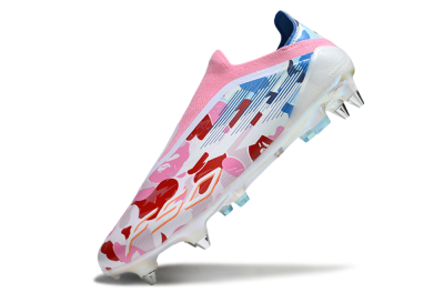 Men's Adidas F50 Elite Laceless SG Football Boots - Pink/Whtie/Blue/Red