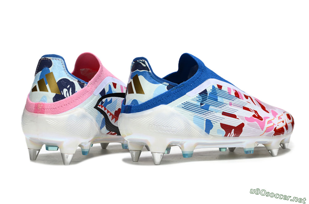 Men's Adidas F50 Elite Laceless SG Football Boots - Pink/Whtie/Blue/Red 5