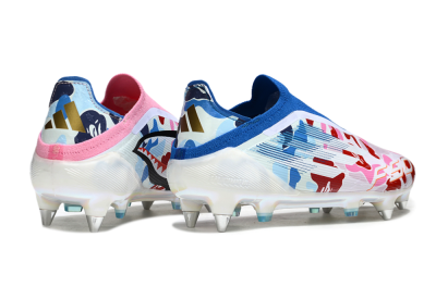 Men's Adidas F50 Elite Laceless SG Football Boots - Pink/Whtie/Blue/Red