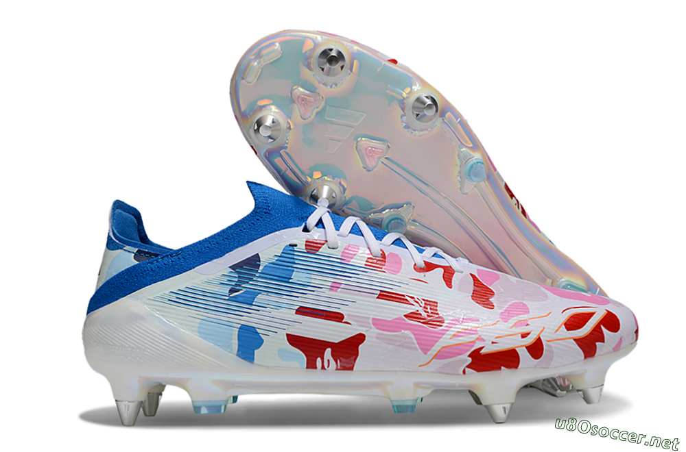 Men's Adidas F50 Elite SG Football Boots - Pink/Whtie/Blue/Red 2