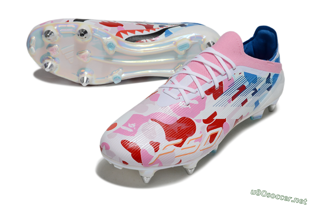Men's Adidas F50 Elite SG Football Boots - Pink/Whtie/Blue/Red 3
