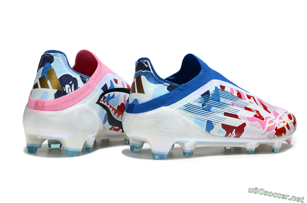 Unisex Adidas F50 Elite Laceless FG Football Boots - Pink/Whtie/Blue/Red 6