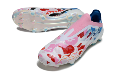 Unisex Adidas F50 Elite Laceless FG Football Boots - Pink/Whtie/Blue/Red
