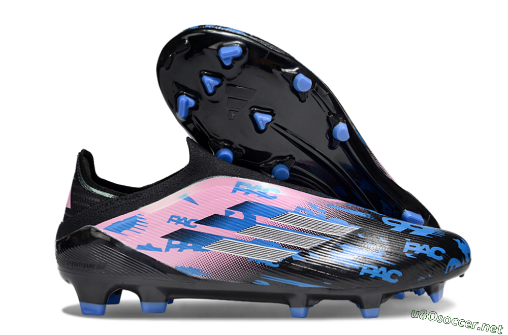 Unisex Adidas F50 Elite Laceless FG Football Boots - Black/Blue/Pink 2