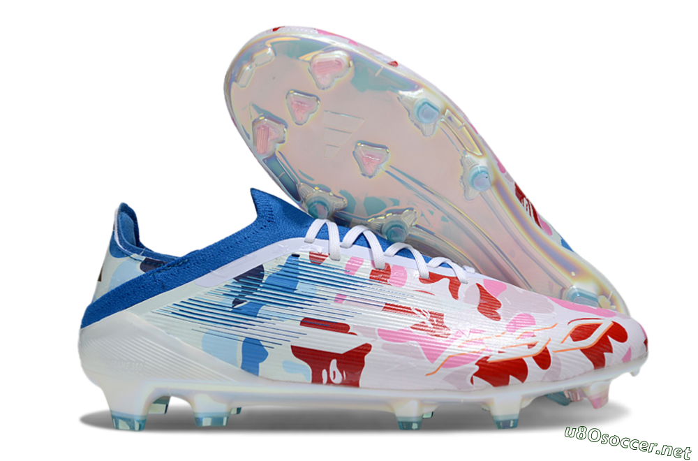 Unisex Adidas F50 Elite FG Football Boots - Pink/Whtie/Blue/Red 2