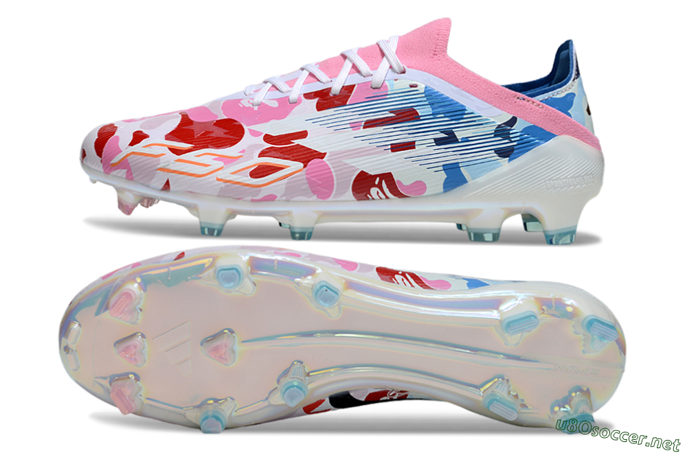 Unisex Adidas F50 Elite FG Football Boots - Pink/Whtie/Blue/Red 1