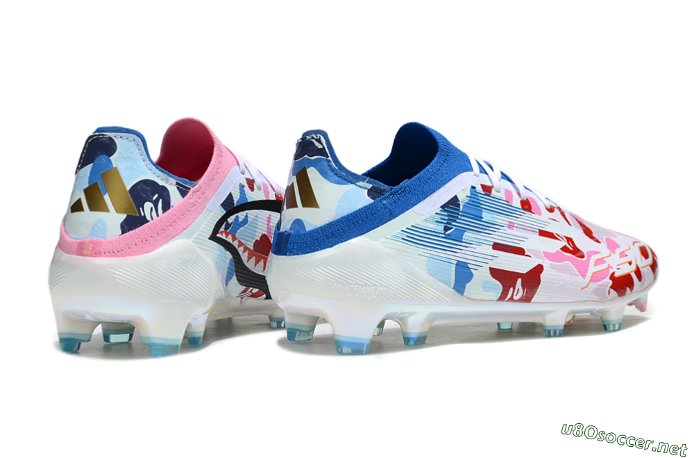 Unisex Adidas F50 Elite FG Football Boots - Pink/Whtie/Blue/Red 6