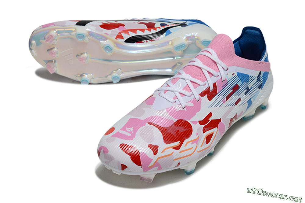 Unisex Adidas F50 Elite FG Football Boots - Pink/Whtie/Blue/Red 3