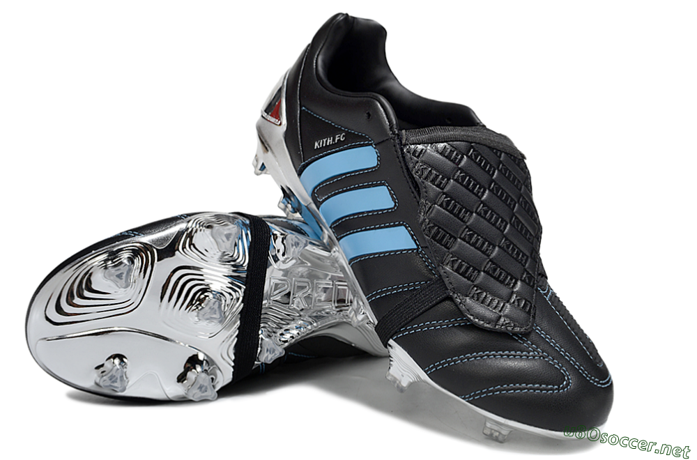Men's Adidas Predator 25 Elite Foldover Tongue FG Football Boots - Black/Blue/Silver 3