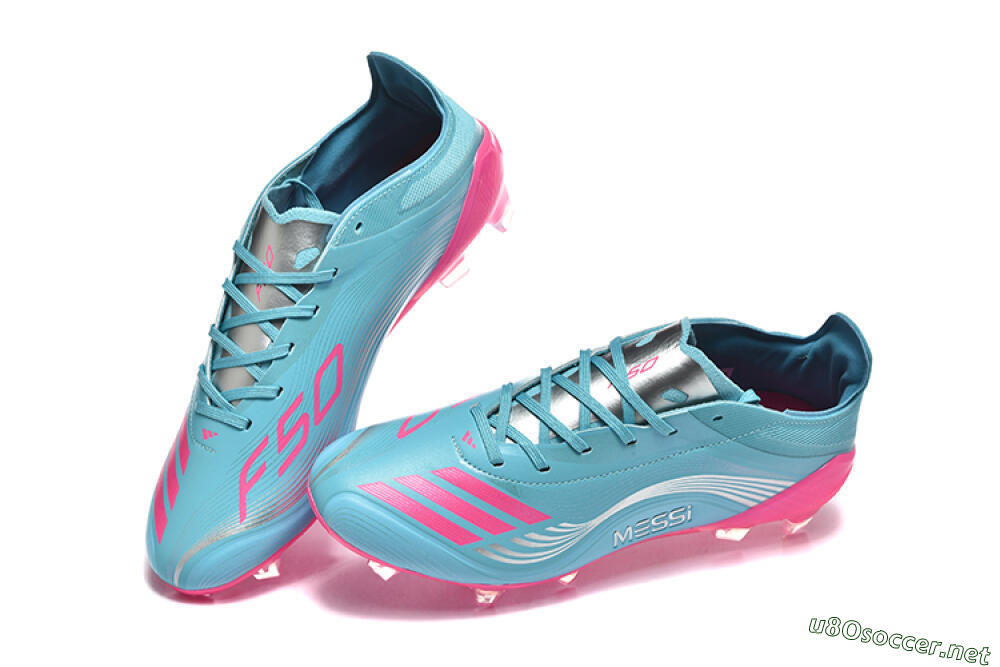 Men's Messi x Adidas F50 Elite FG Football Boots - Jade/Pink/Silver 6