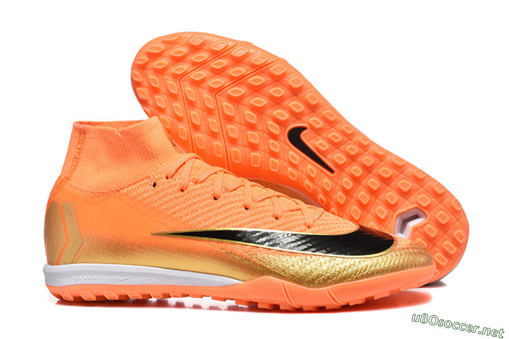 Men's Nike Air Zoom Mercurial Superfly 10 Elite TF Football Shoes - Red/Black/Gold 2
