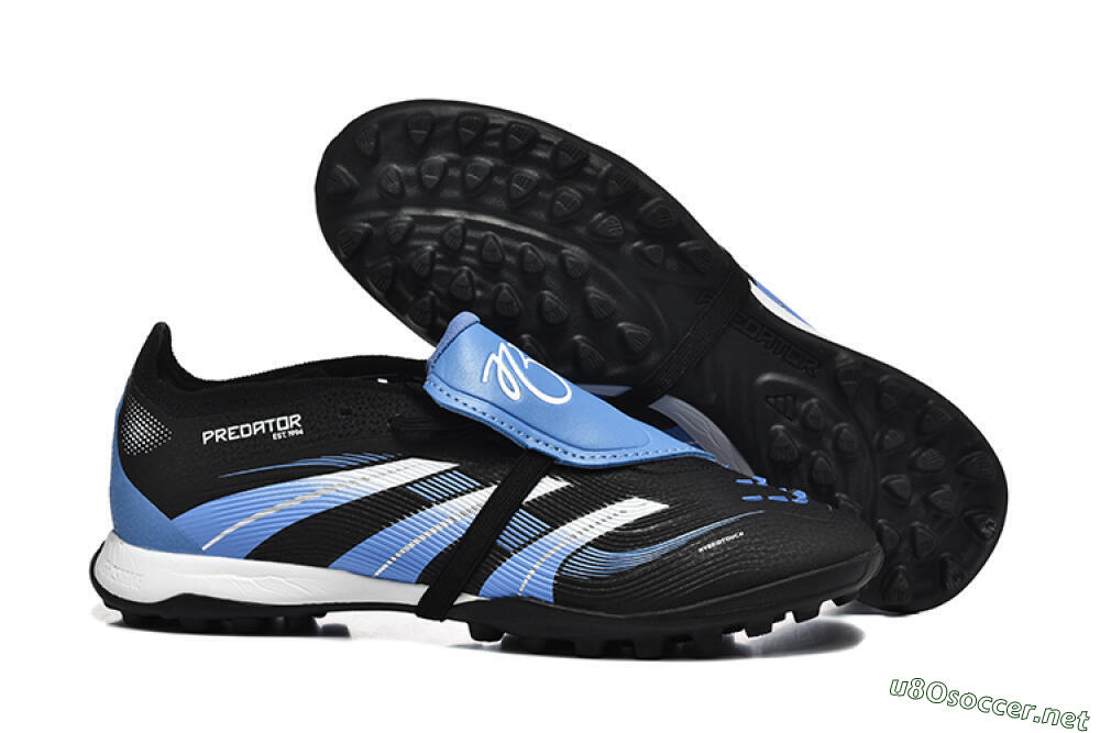 Unisex Adidas Predator 25 Elite Foldover Tongue TF Football Shoes - Black/White/Blue 2