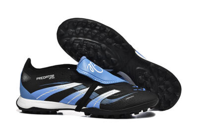 Unisex Adidas Predator 25 Elite Foldover Tongue TF Football Shoes - Black/White/Blue