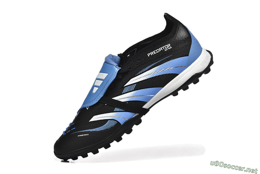 Unisex Adidas Predator 25 Elite Foldover Tongue TF Football Shoes - Black/White/Blue 8