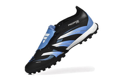 Unisex Adidas Predator 25 Elite Foldover Tongue TF Football Shoes - Black/White/Blue