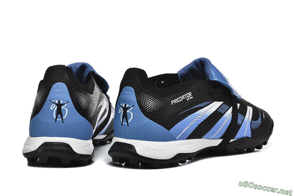 Unisex Adidas Predator 25 Elite Foldover Tongue TF Football Shoes - Black/White/Blue 9