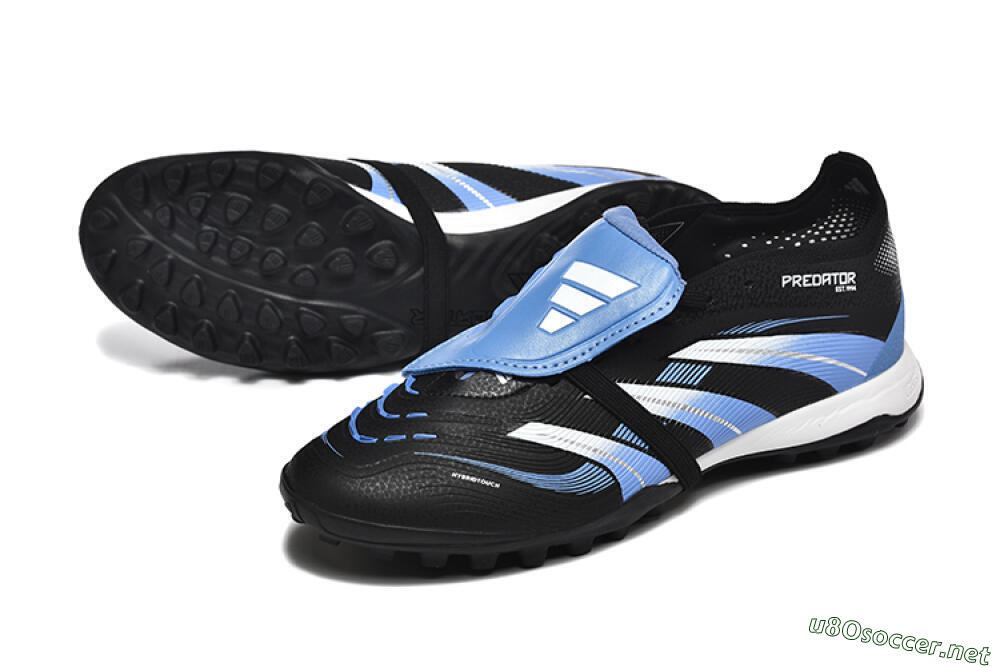 Unisex Adidas Predator 25 Elite Foldover Tongue TF Football Shoes - Black/White/Blue 3