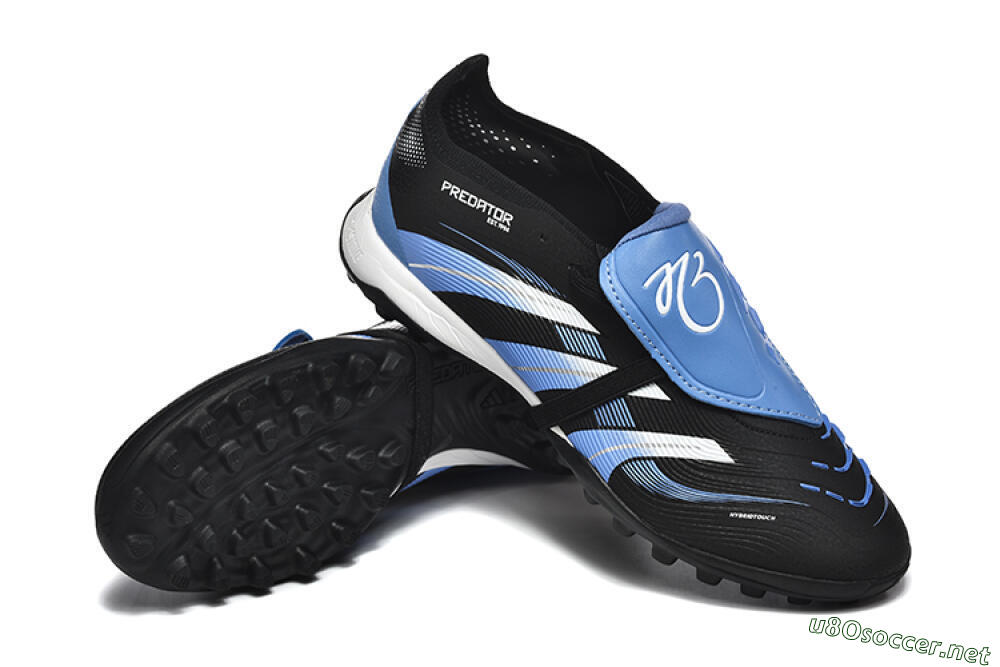 Unisex Adidas Predator 25 Elite Foldover Tongue TF Football Shoes - Black/White/Blue 4