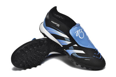 Unisex Adidas Predator 25 Elite Foldover Tongue TF Football Shoes - Black/White/Blue