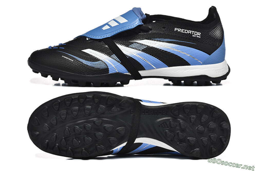 Unisex Adidas Predator 25 Elite Foldover Tongue TF Football Shoes - Black/White/Blue 1