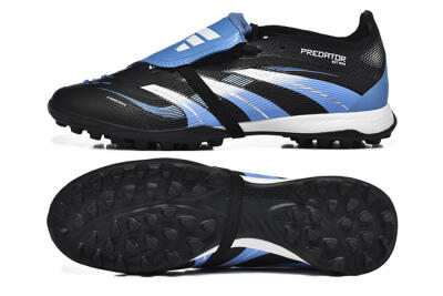 Unisex Adidas Predator 25 Elite Foldover Tongue TF Football Shoes - Black/White/Blue