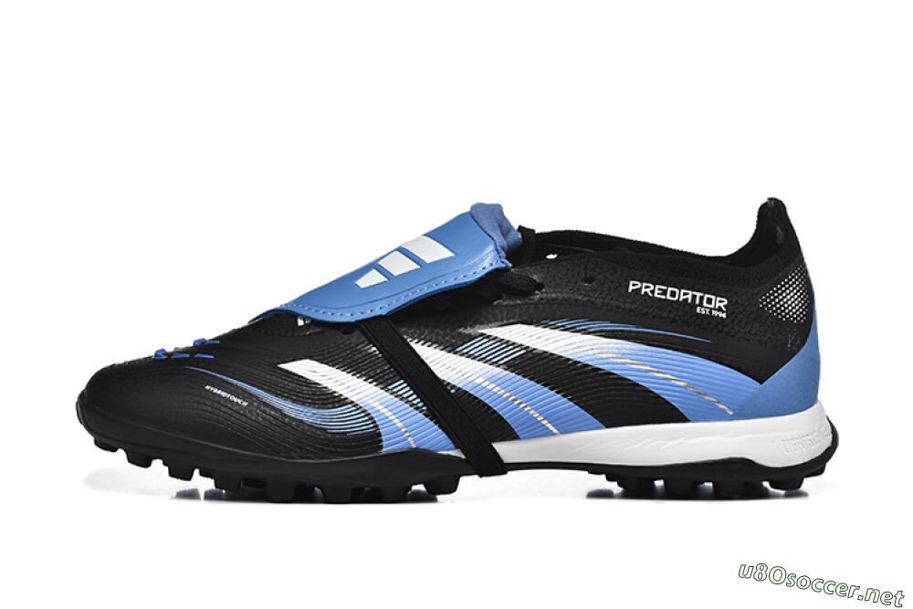 Unisex Adidas Predator 25 Elite Foldover Tongue TF Football Shoes - Black/White/Blue 0