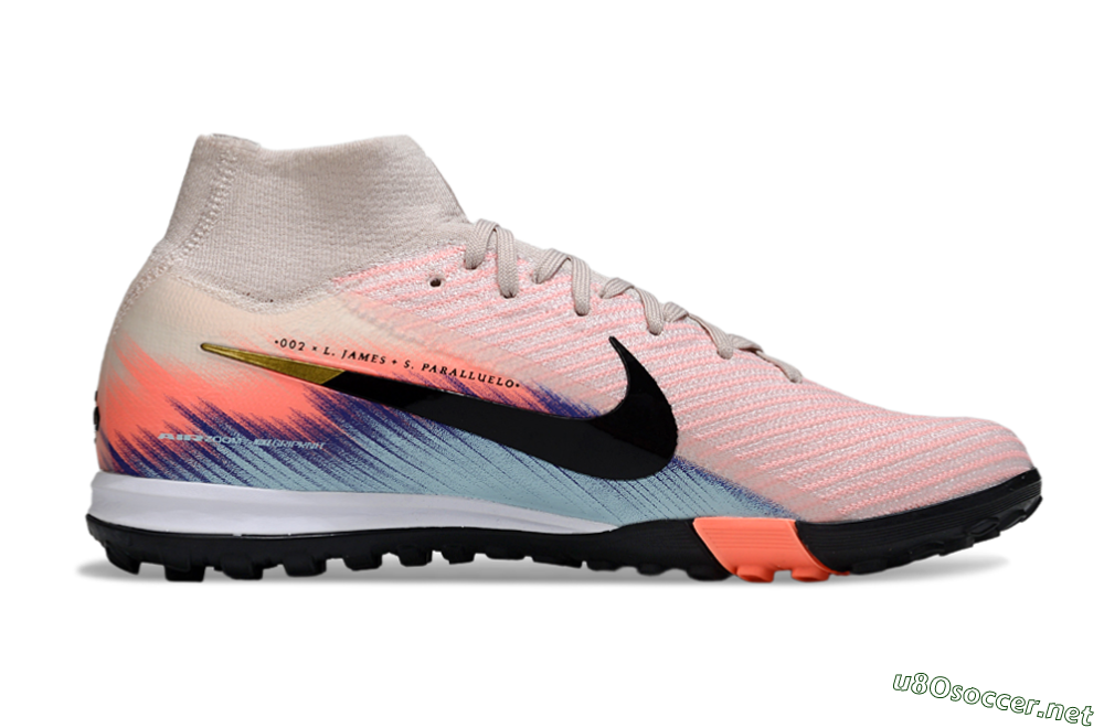 Unisex Nike Air Zoom Mercurial Superfly 10 Elite TF Football Shoes - Pink/Black/Gold 5
