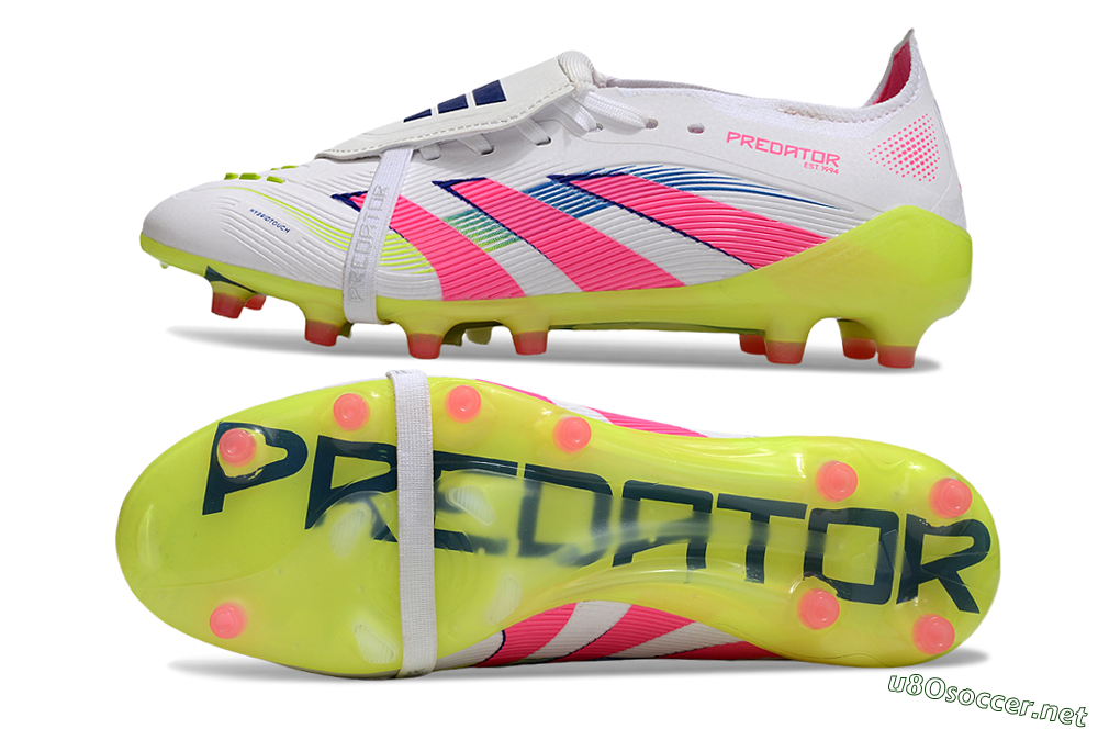 Men's Adidas Predator 25 Elite Foldover Tongue FG Football Boots - White/Pink/Yellow 1