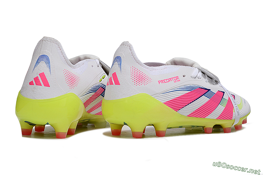 Men's Adidas Predator 25 Elite Foldover Tongue FG Football Boots - White/Pink/Yellow 6