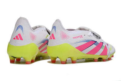 Men's Adidas Predator 25 Elite Foldover Tongue FG Football Boots - White/Pink/Yellow